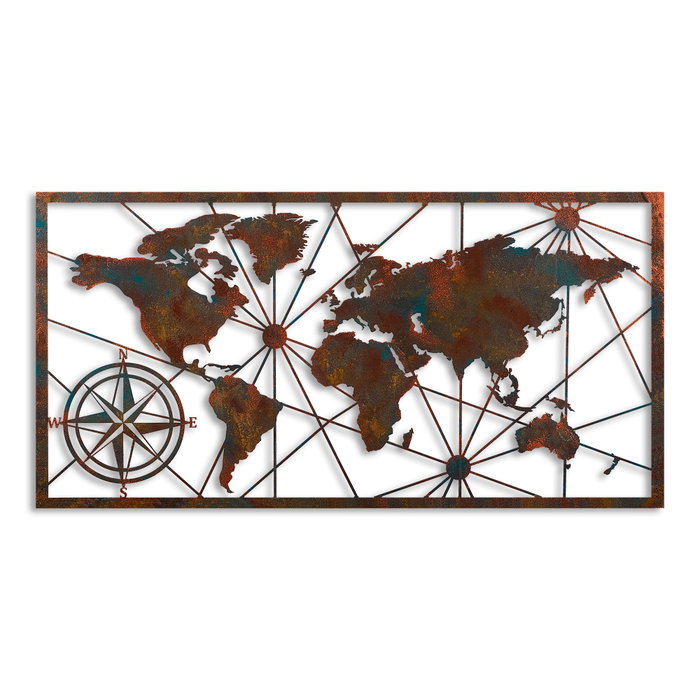 Wallity World Map Large - 2 Escultura de Pared de Metal Multicolor